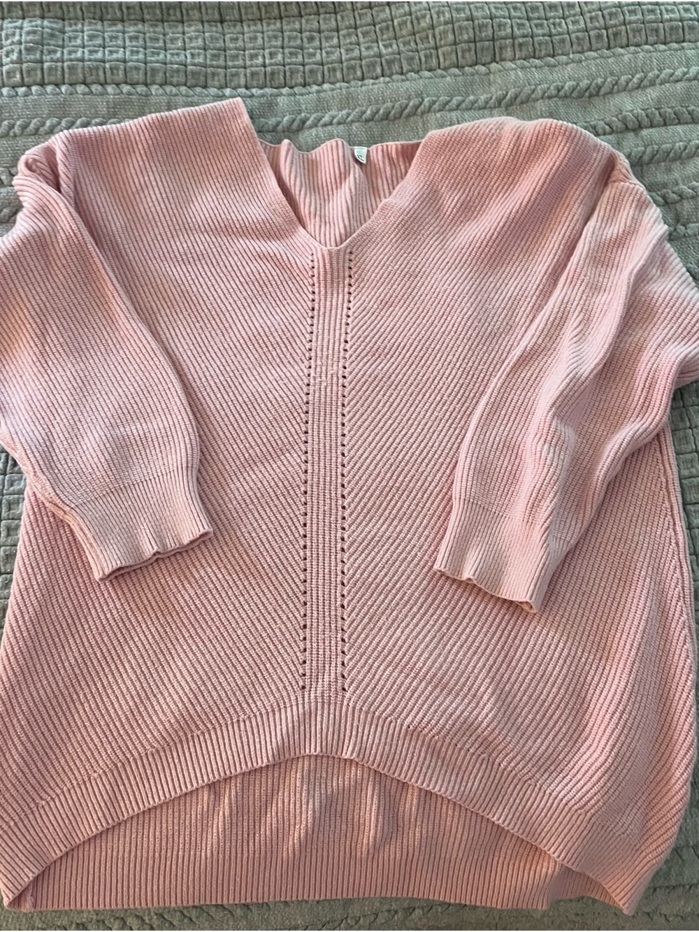 Women's V-Neck Ribbed Knit Sweater - Pink